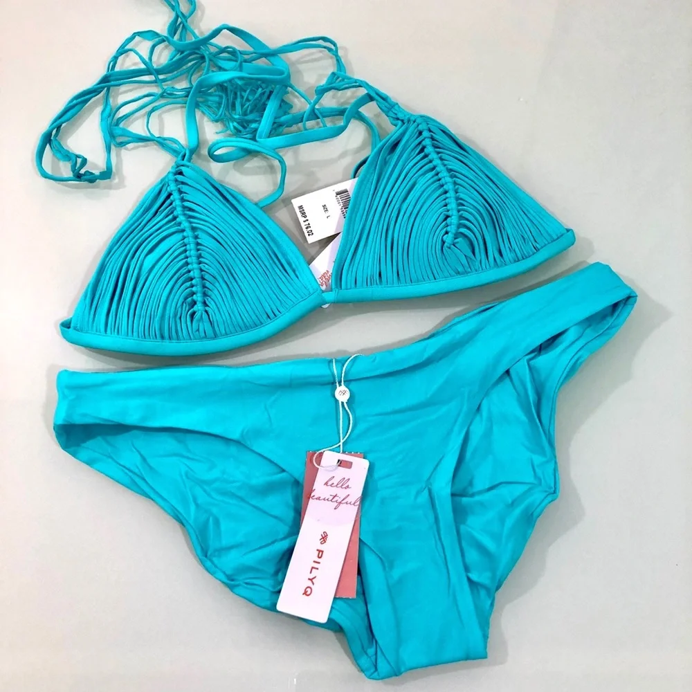 NWT- PQ SWIMIsla Tri-Basic Ruched Set - Picture 2 of 11